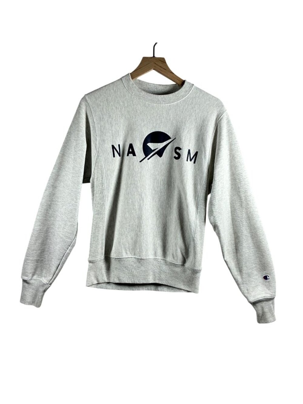 Champion Reverse Weave NASA Graphic Crewneck Sweatshirt X-Small Gray Cotton Blen